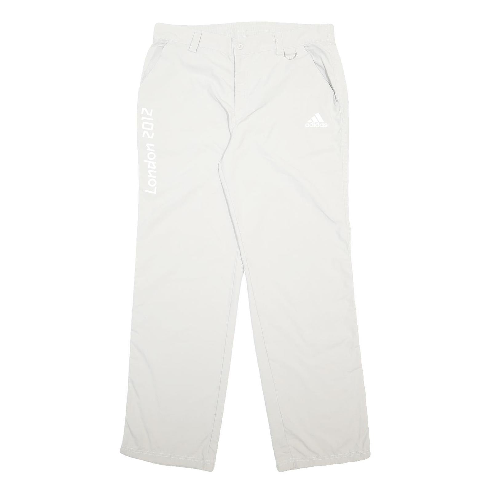 ADIDAS Mens Polyamide White Relaxed Straight Trousers W34 L31 London 2012