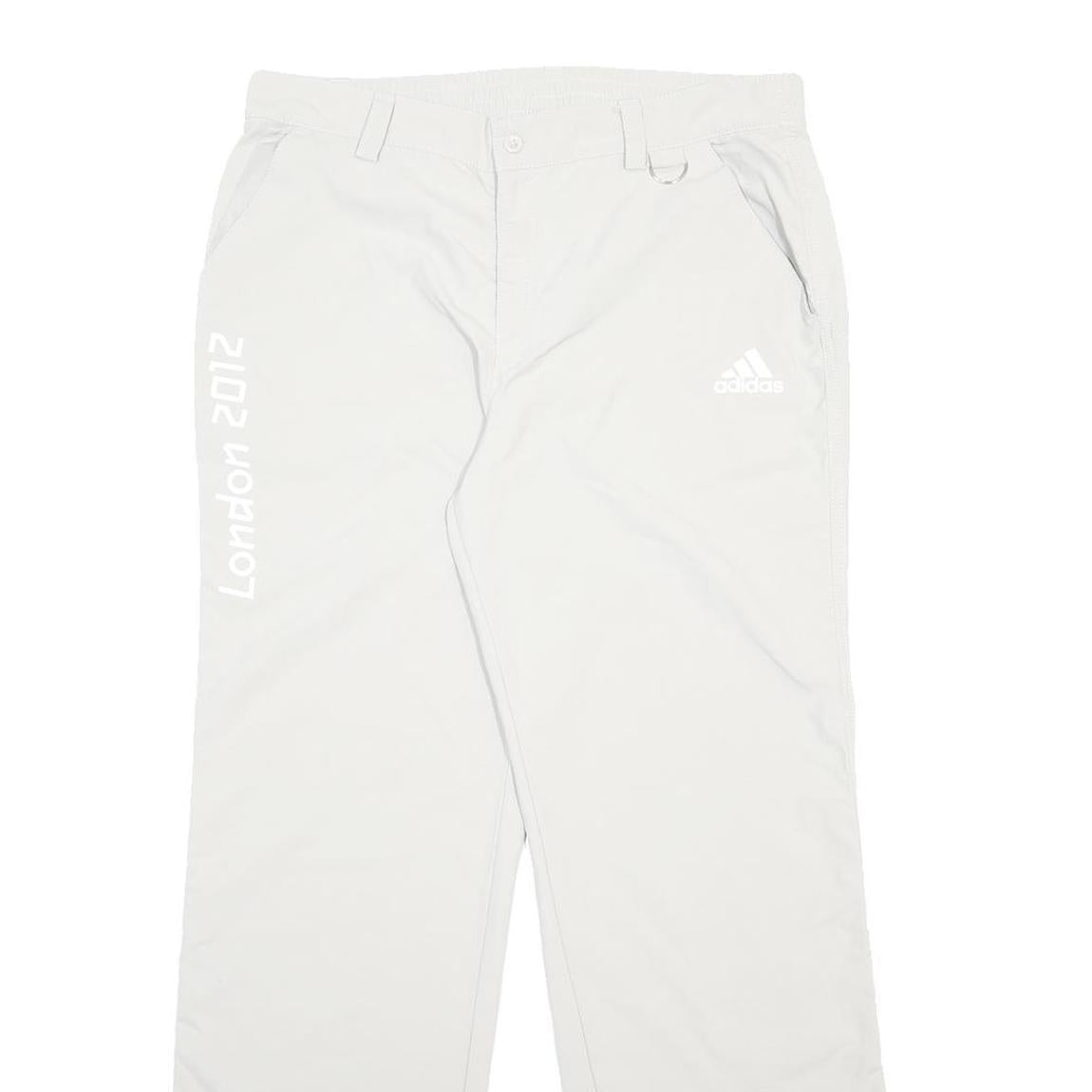 ADIDAS Mens Polyamide White Relaxed Straight Trousers W34 L31 London 2012