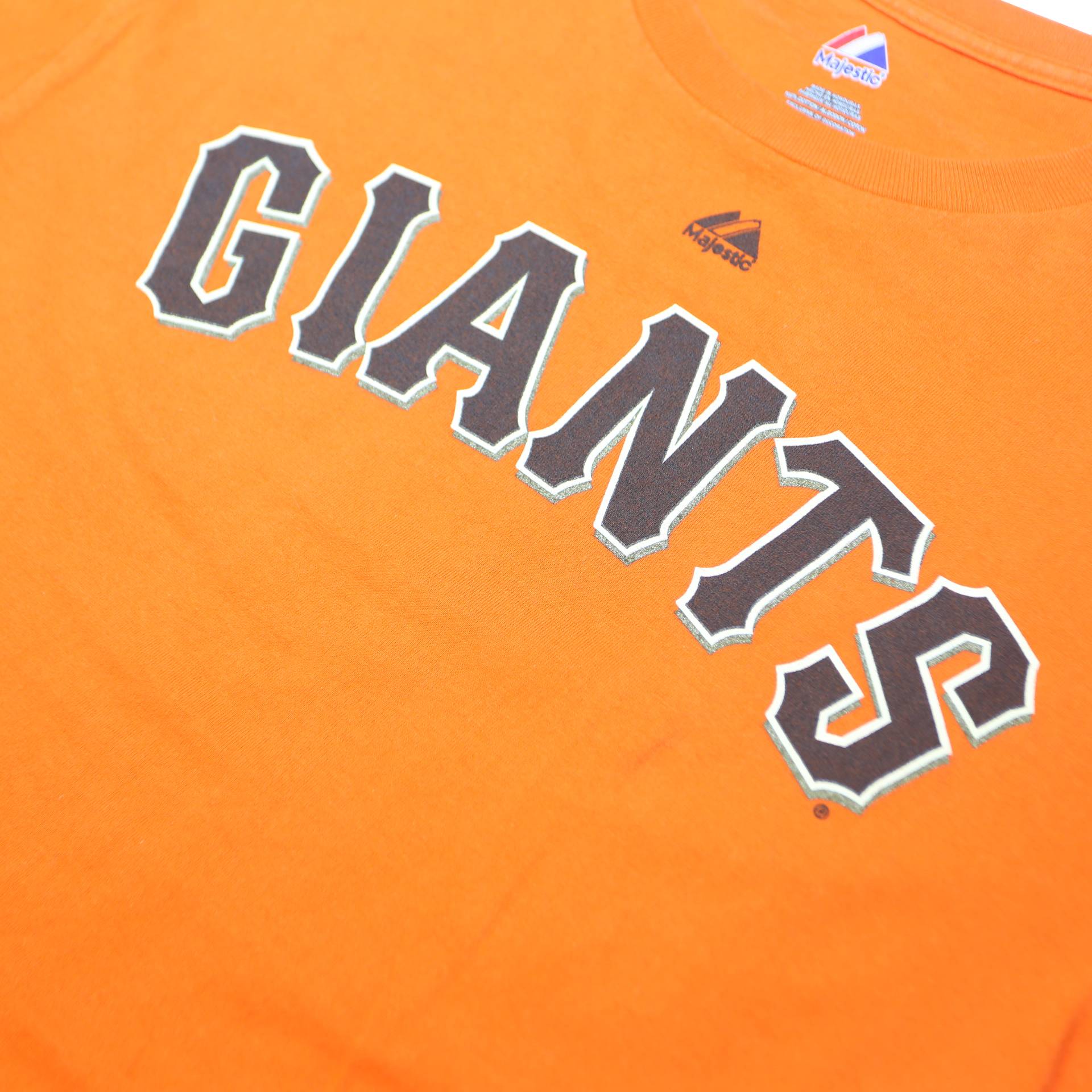 MAJESTIC Mens Orange Giants Graphic T-Shirt M Short Sleeve Crew Neck Baseball