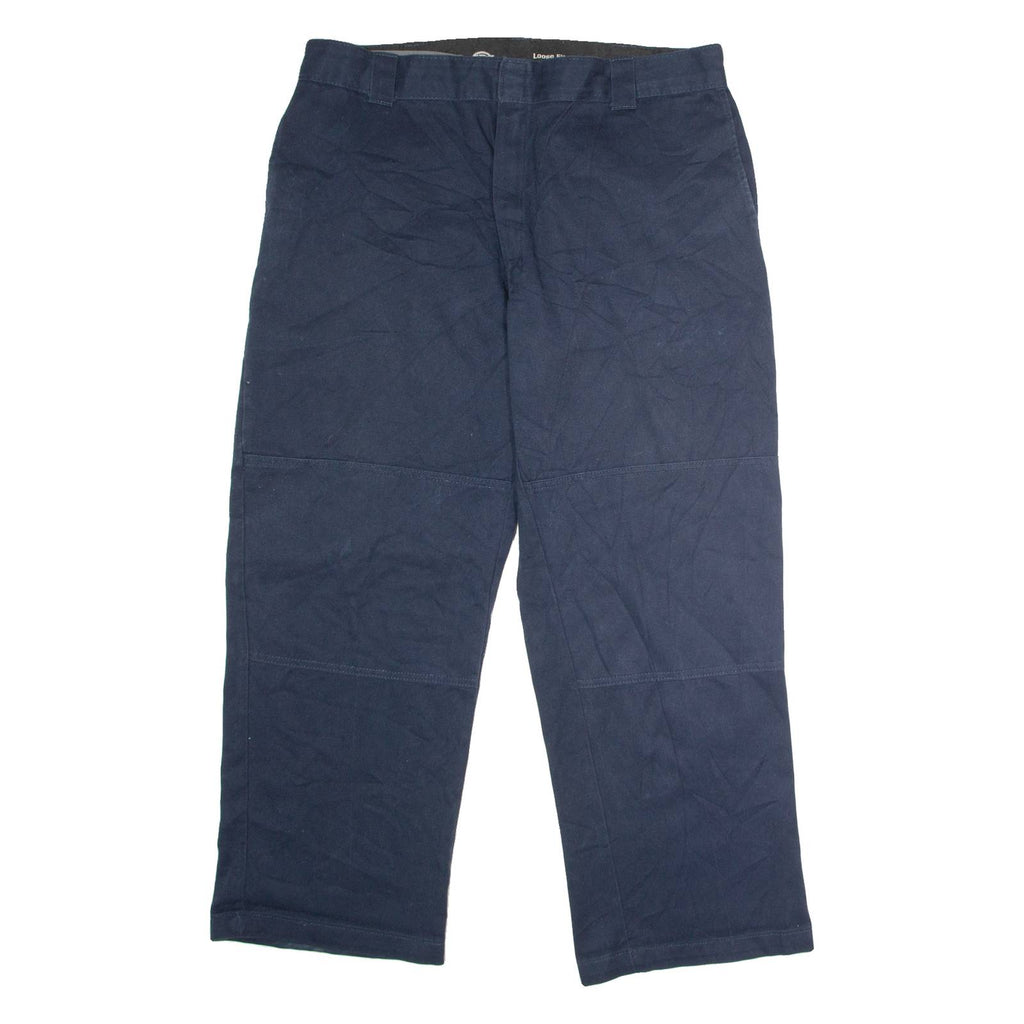 DICKIES Flex Workwear Mens Twill Trousers Blue Loose Straight W38 L30