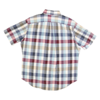 NAUTICA Mens Blue Red Beige Check Shirt L Cotton Blend Casual Short Sleeve