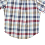 NAUTICA Mens Blue Red Beige Check Shirt L Cotton Blend Casual Short Sleeve