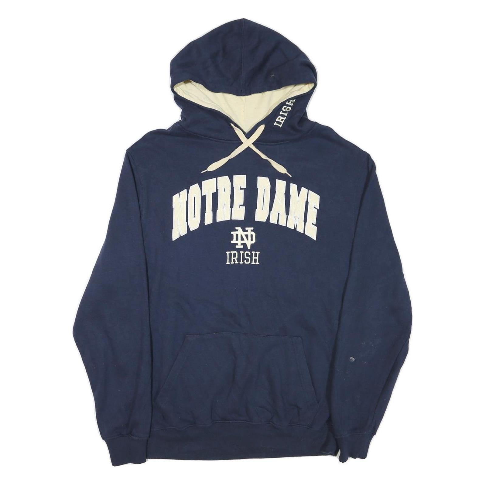 STADIUM Mens Navy Blue Notre Dame Irish Pullover Hoodie L Cotton Blend Casual
