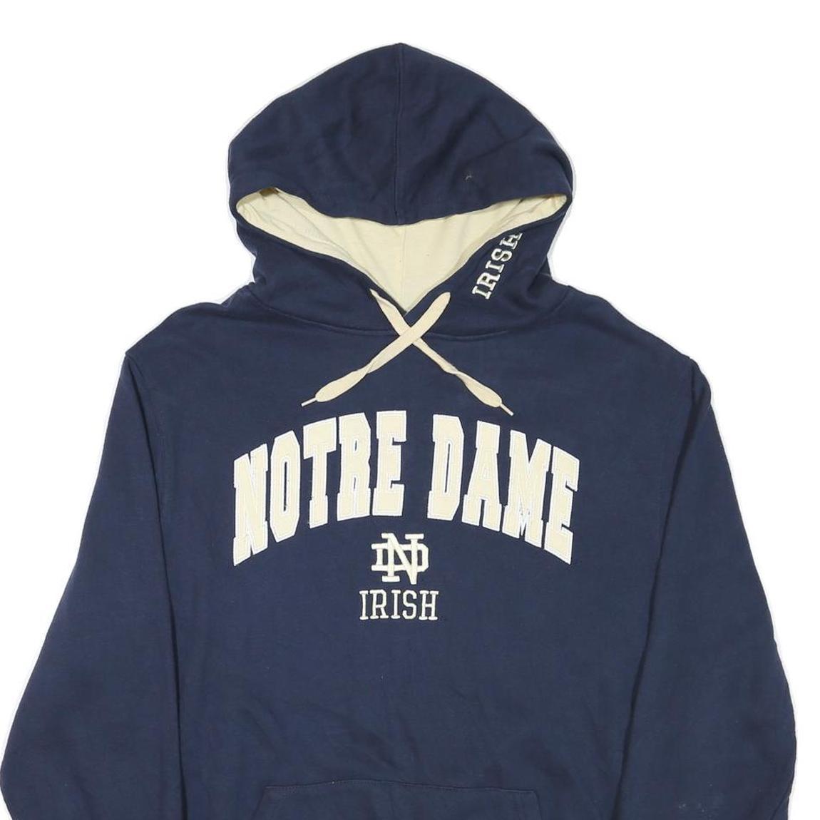 STADIUM Mens Navy Blue Notre Dame Irish Pullover Hoodie L Cotton Blend Casual