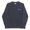 CHAMPION REVERSE WEAVE Mens Navy Blue Crew Neck Sweatshirt S Logo Embroidered
