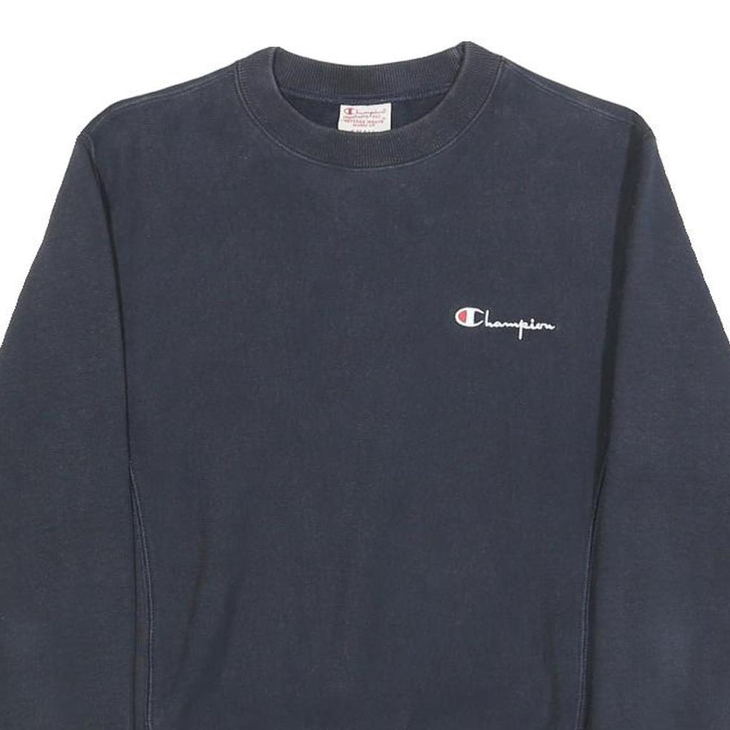 CHAMPION REVERSE WEAVE Mens Navy Blue Crew Neck Sweatshirt S Logo Embroidered