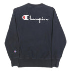 CHAMPION REVERSE WEAVE Mens Navy Blue Crew Neck Sweatshirt S Logo Embroidered