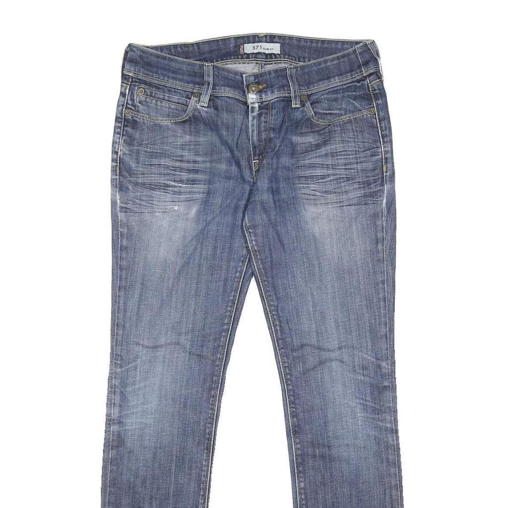 LEVI'S 571 Womens Slim Blue Denim Medium Wash W32 L30 Slim Fit Jeans