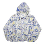 DAMART Womens Blue & Beige Nautical Print Jacket UK 6 Nylon Zip Hooded Casual
