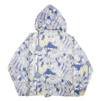 DAMART Womens Blue & Beige Nautical Print Jacket UK 6 Nylon Zip Hooded Casual