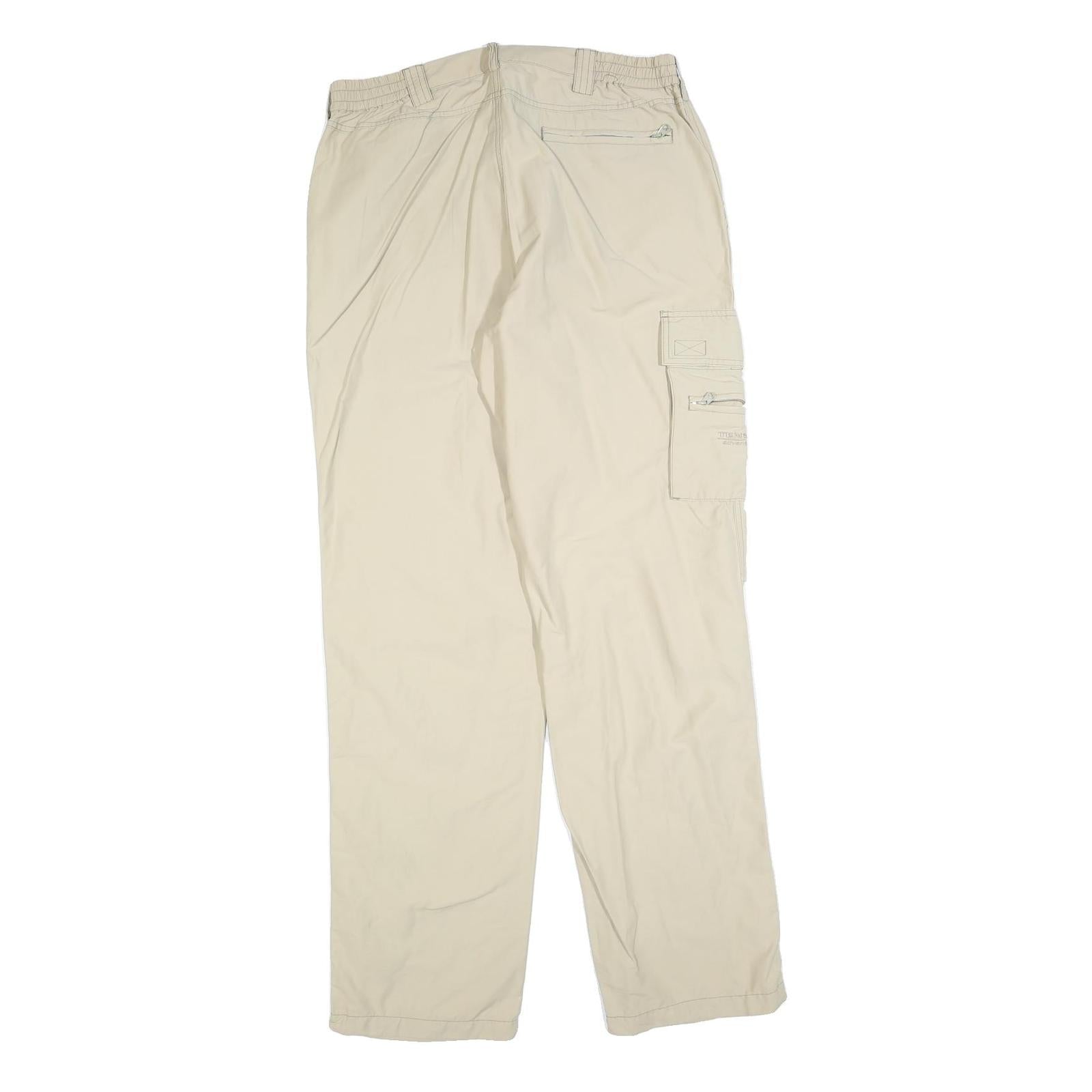 TENSON Mens Polyester Blend Beige Regular Cargo Zip Trousers W34 L34 Relaxed Fit