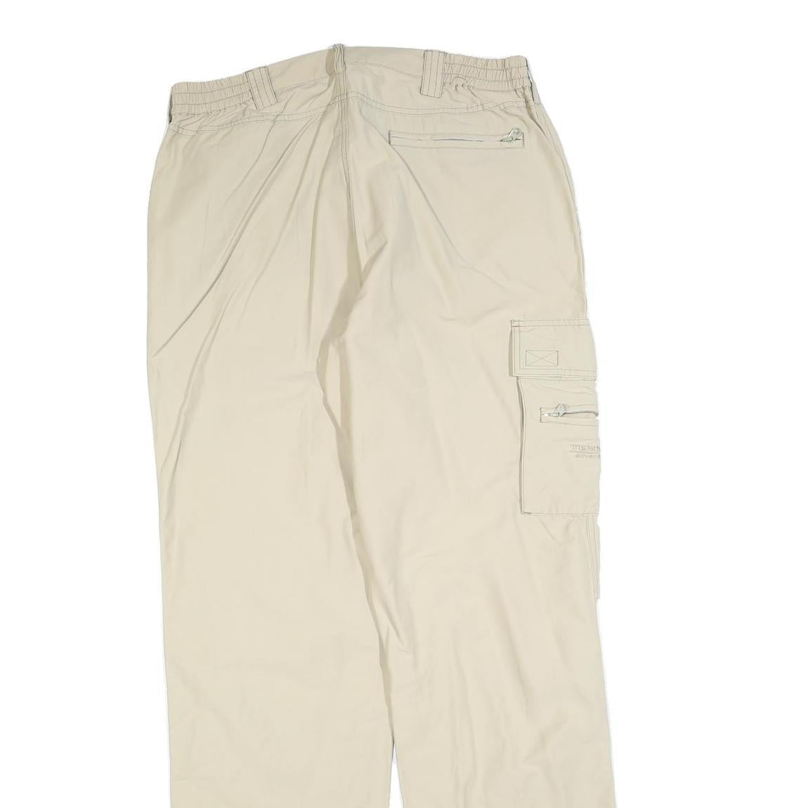 TENSON Mens Polyester Blend Beige Regular Cargo Zip Trousers W34 L34 Relaxed Fit