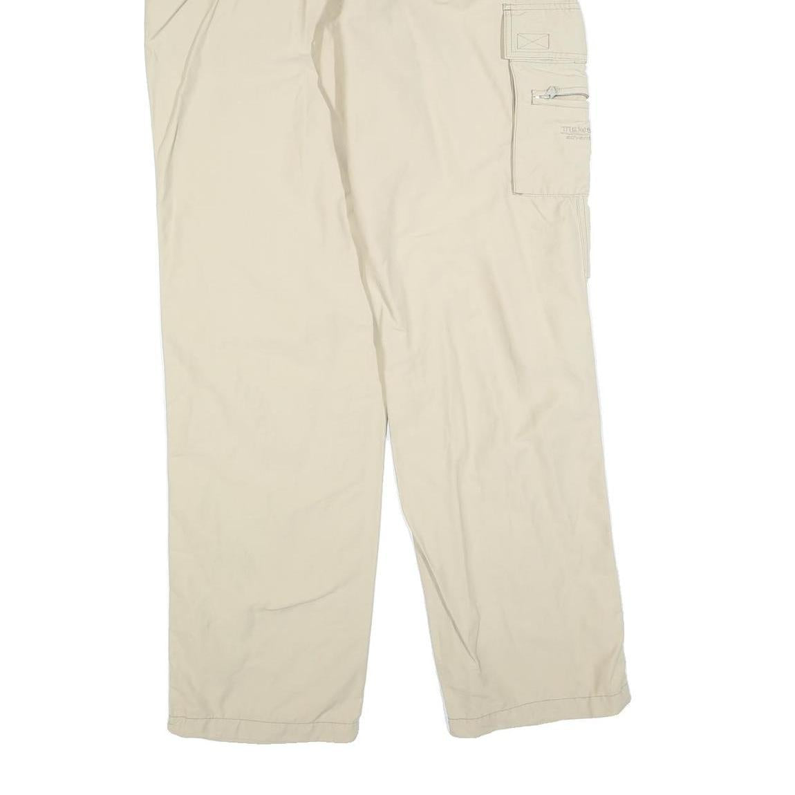 TENSON Mens Polyester Blend Beige Regular Cargo Zip Trousers W34 L34 Relaxed Fit
