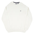 CHAPS Mens White Plain Cotton Blend Jumper Crew Neck Basic Knit 2XL Classic Fit