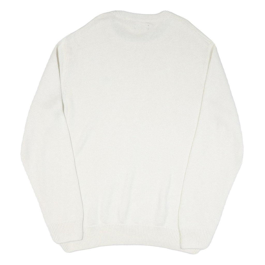 CHAPS Mens White Plain Cotton Blend Jumper Crew Neck Basic Knit 2XL Classic Fit