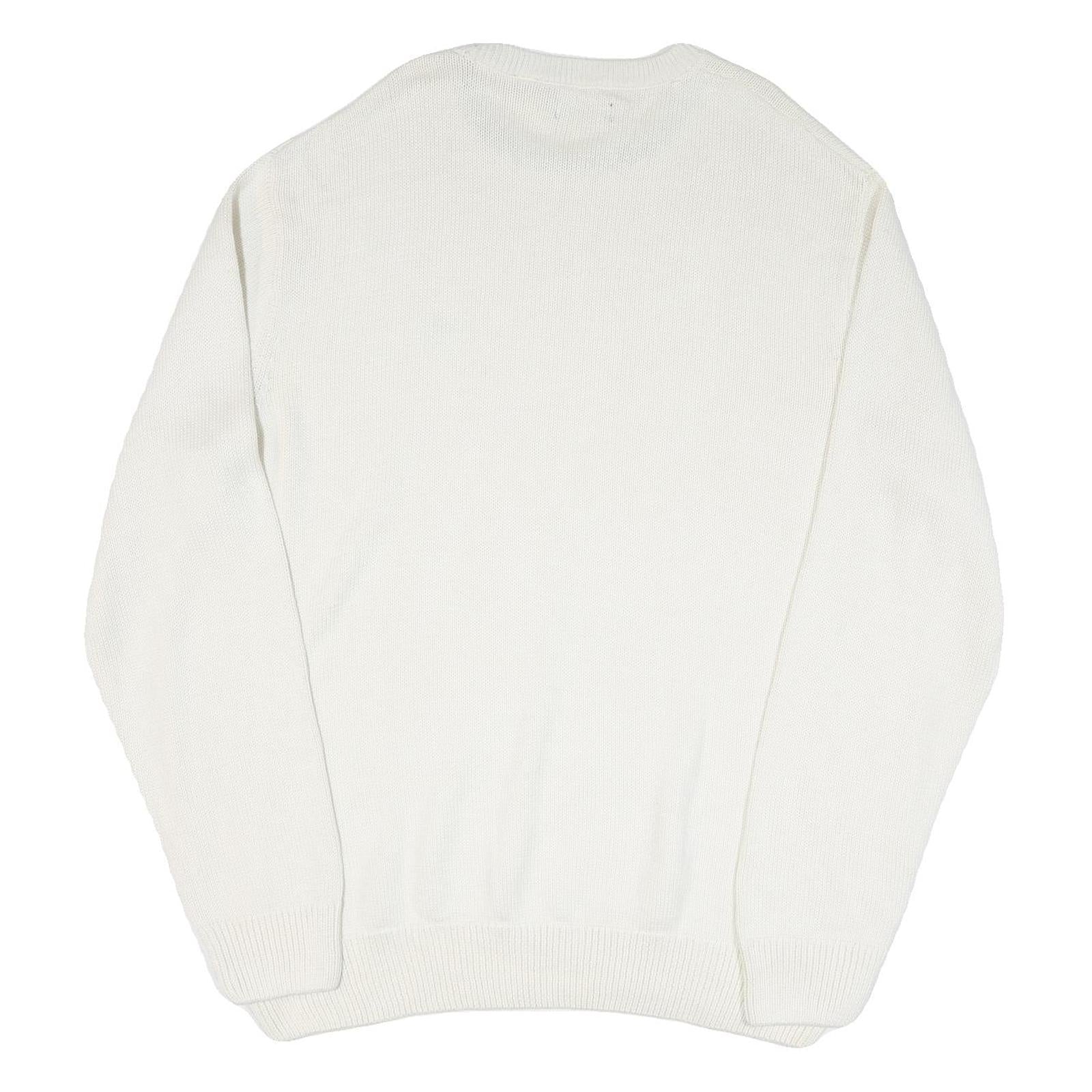 CHAPS Mens White Plain Cotton Blend Jumper Crew Neck Basic Knit 2XL Classic Fit