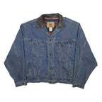 INTERNATIONAL DENIM Mens Blue Denim Button Jacket 2XL Cotton Classic Planet