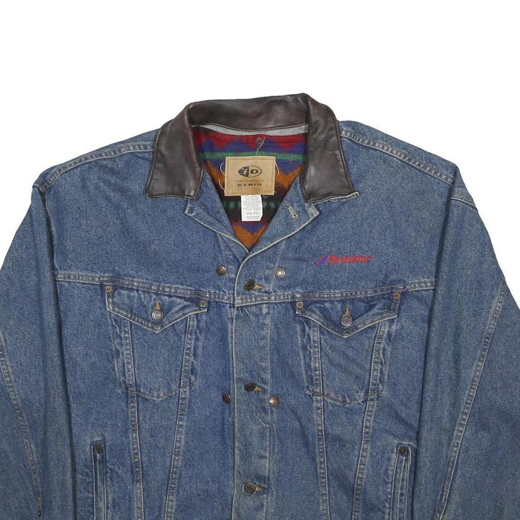 INTERNATIONAL DENIM Mens Blue Denim Button Jacket 2XL Cotton Classic Planet