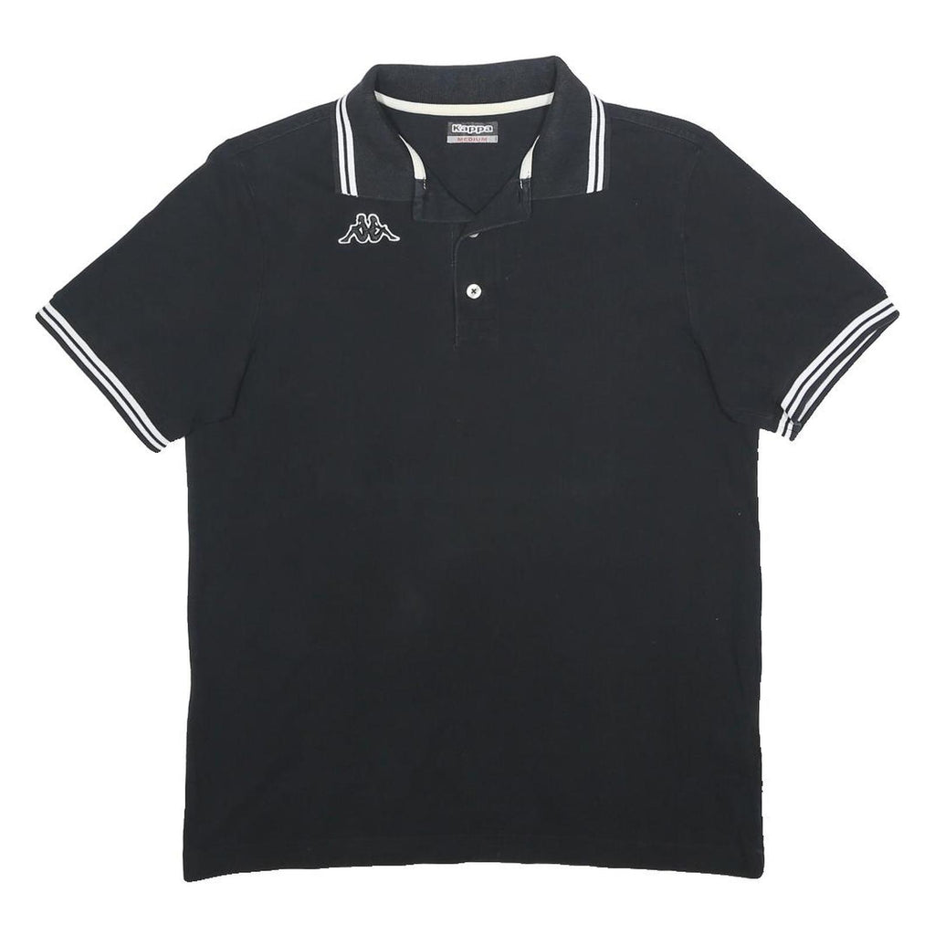 KAPPA Mens Black Polo Shirt Short Sleeve Plain M Cotton Casual Sportswear