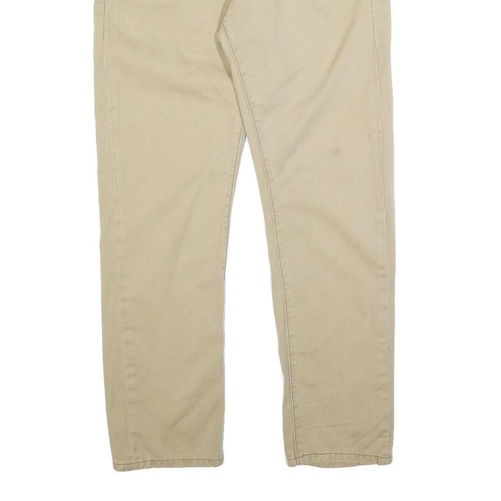 LEVI'S Mens Regular Beige Cotton Blend Trousers W35 L30 Classic Zip Closure