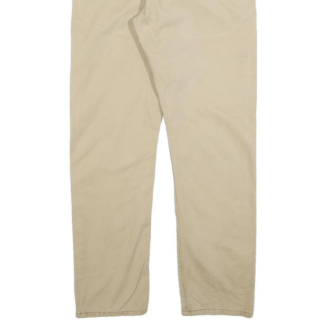 LEVI'S Mens Regular Beige Cotton Blend Trousers W35 L30 Classic Zip Closure