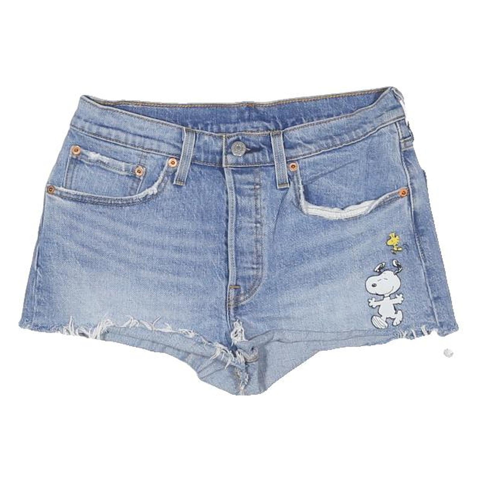 LEVI'S Womens Denim Blue Casual Shorts M W29 Snoopy Woodstock Print