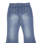 Womens Relaxed Flared Denim Light Blue Cotton Blend Jeans W30 L28 Pockets Zip