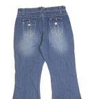 Womens Relaxed Flared Denim Light Blue Cotton Blend Jeans W30 L28 Pockets Zip