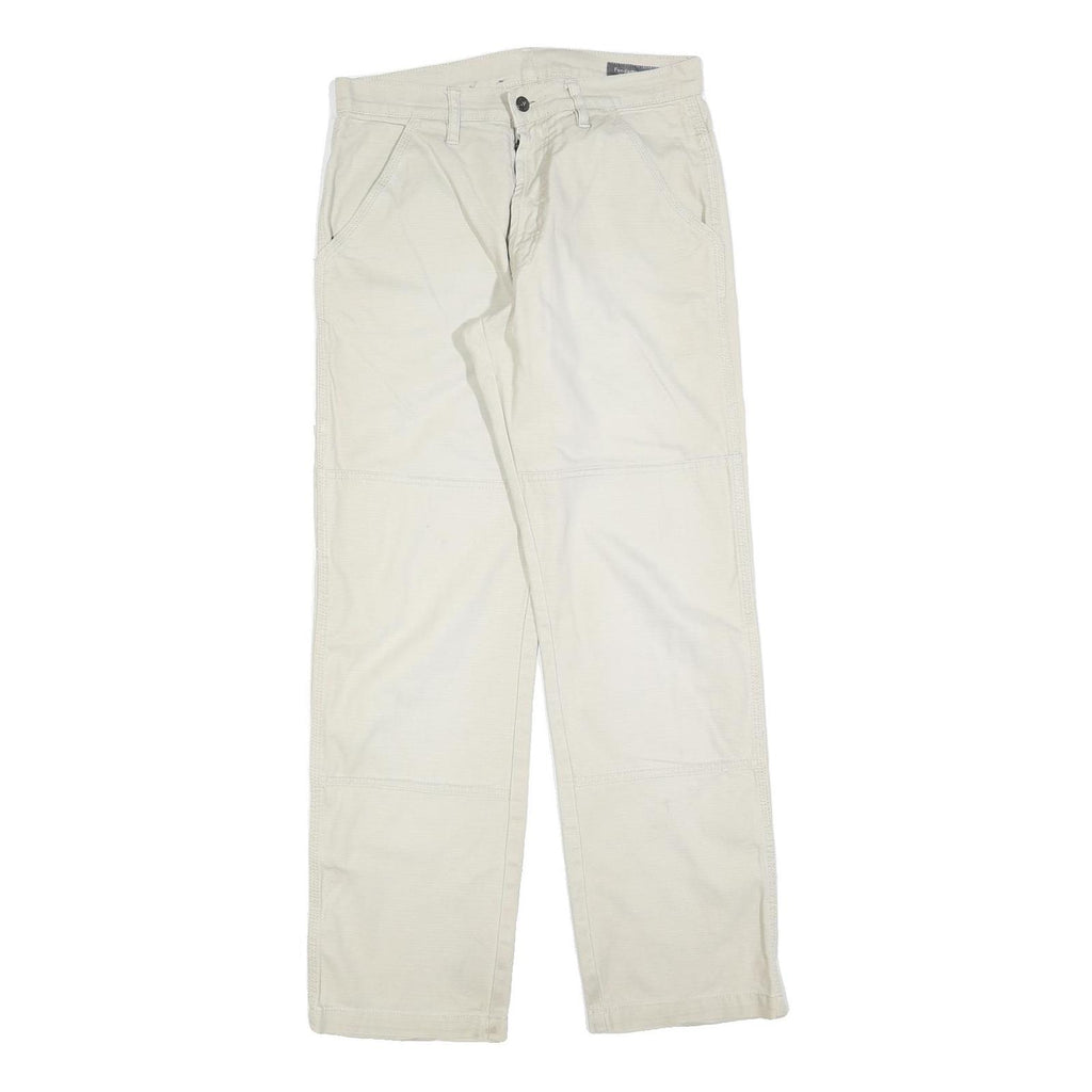 FUNDAMENTALS Mens Cotton Blend White Regular Straight Trousers W30 L32 Casual