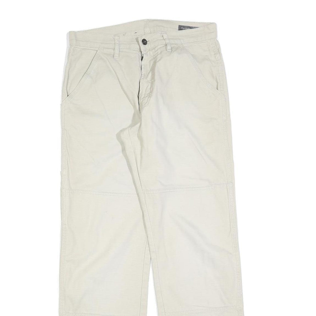 FUNDAMENTALS Mens Cotton Blend White Regular Straight Trousers W30 L32 Casual