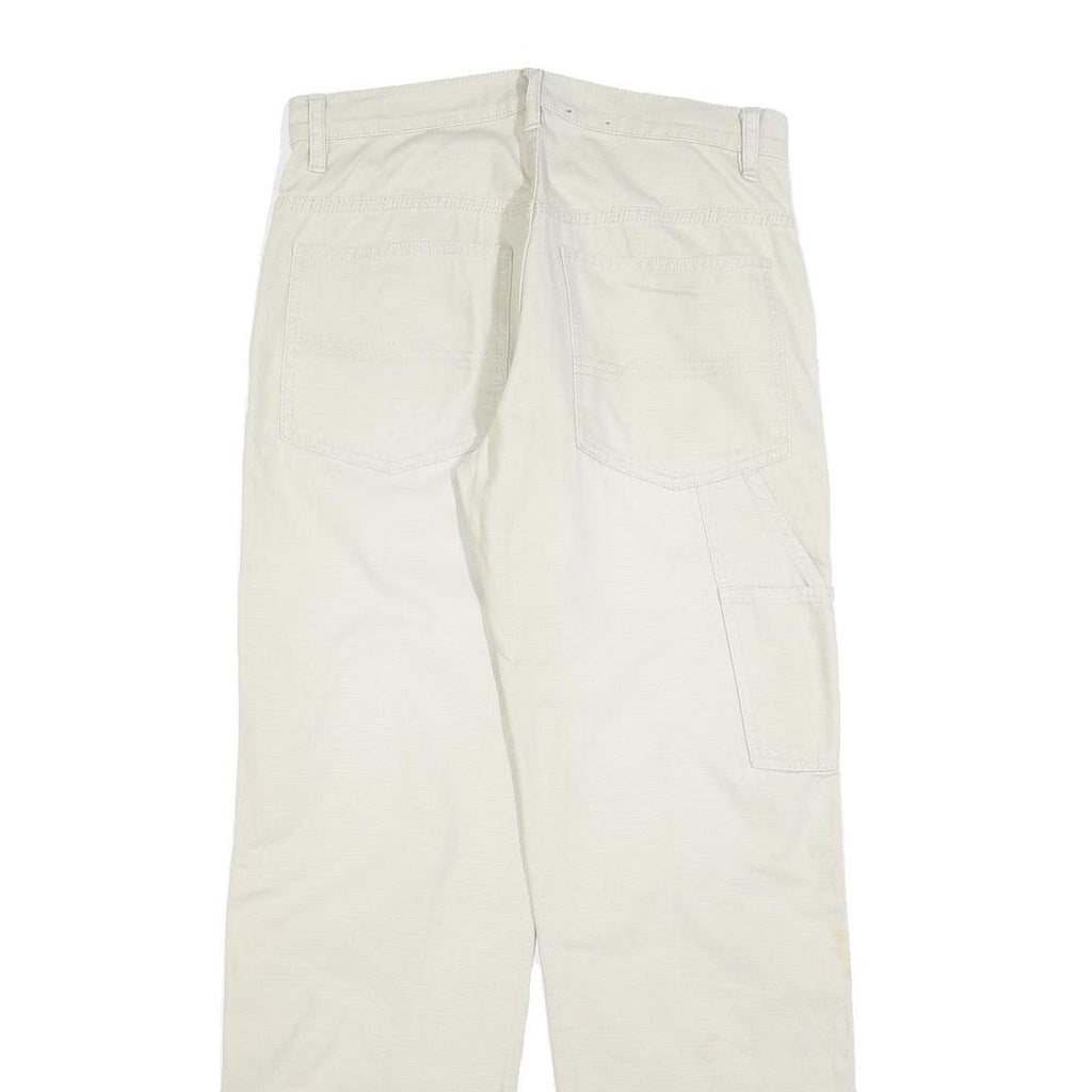 FUNDAMENTALS Mens Cotton Blend White Regular Straight Trousers W30 L32 Casual