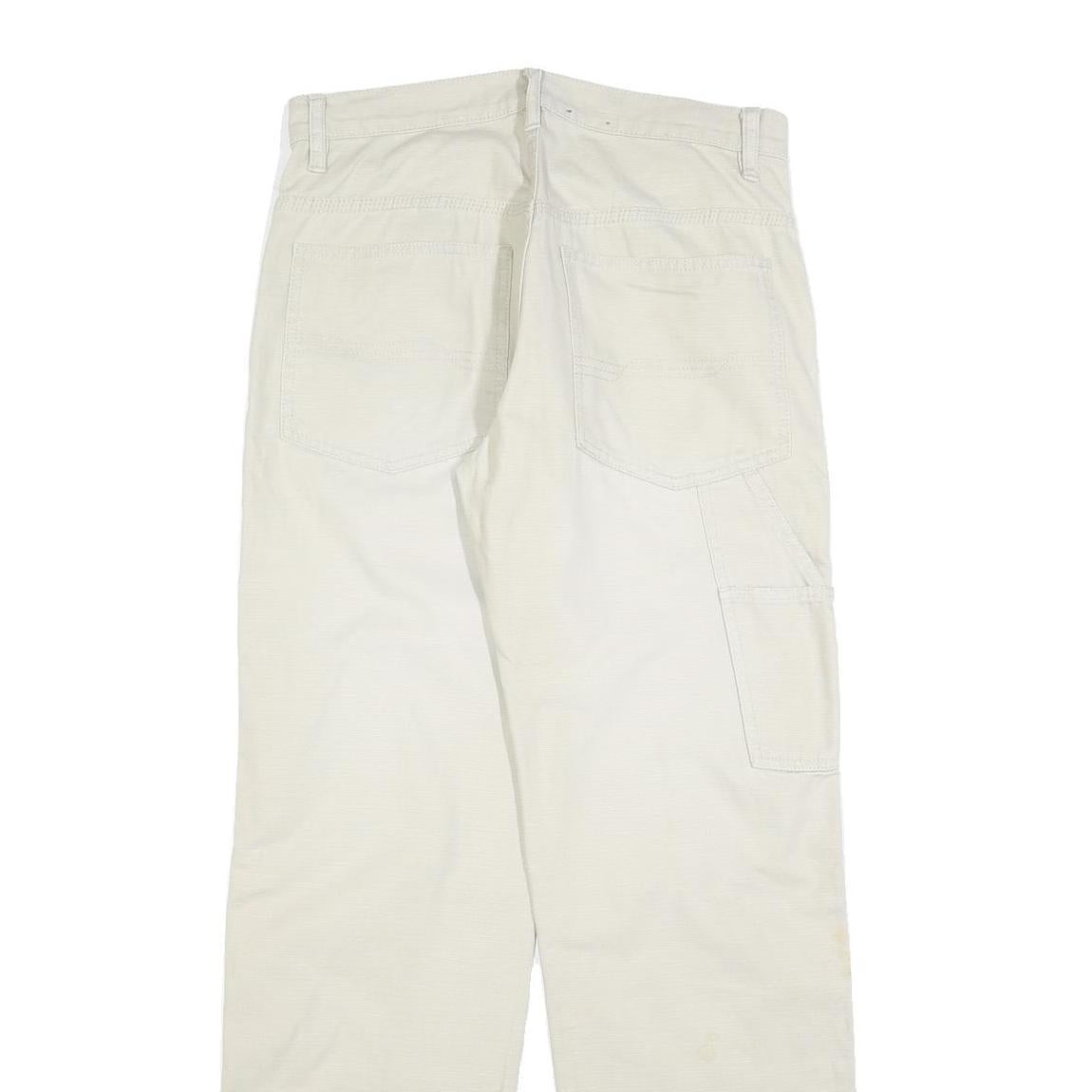 FUNDAMENTALS Mens Cotton Blend White Regular Straight Trousers W30 L32 Casual