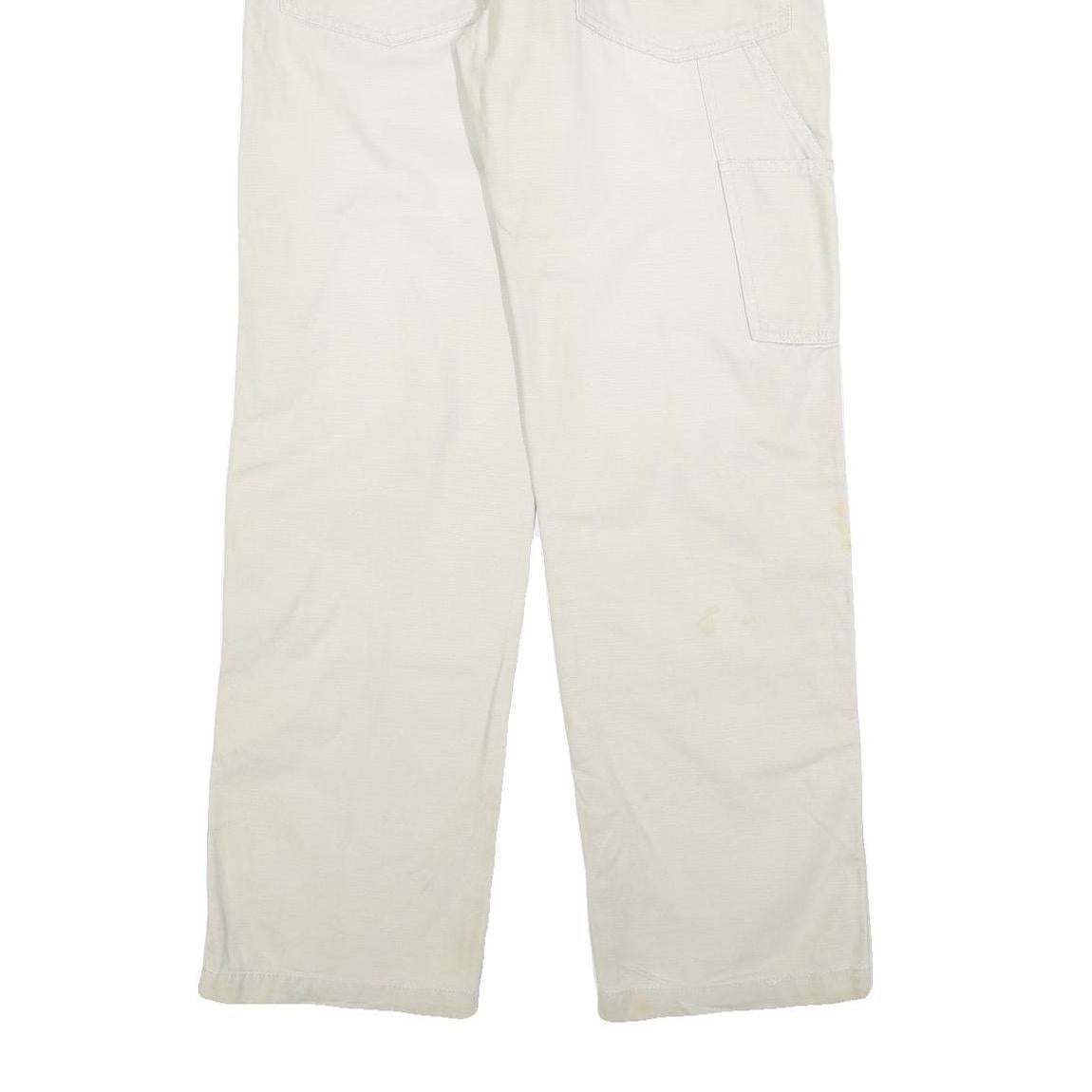 FUNDAMENTALS Mens Cotton Blend White Regular Straight Trousers W30 L32 Casual