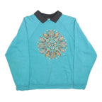 LSJ Womens Blue & Black Sweatshirt Collar M Butterfly Print Cotton Blend