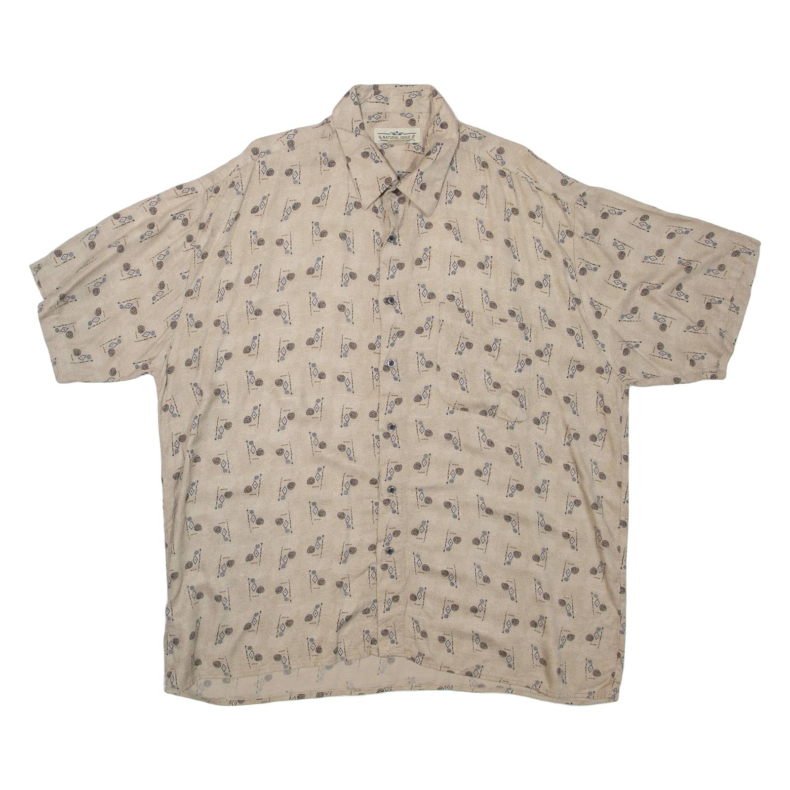 NATURAL ISSUE Mens Shirt Brown Spotted XL