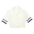 Womens White & Navy Button Crop Cotton Blend Jacket XS Retro Style