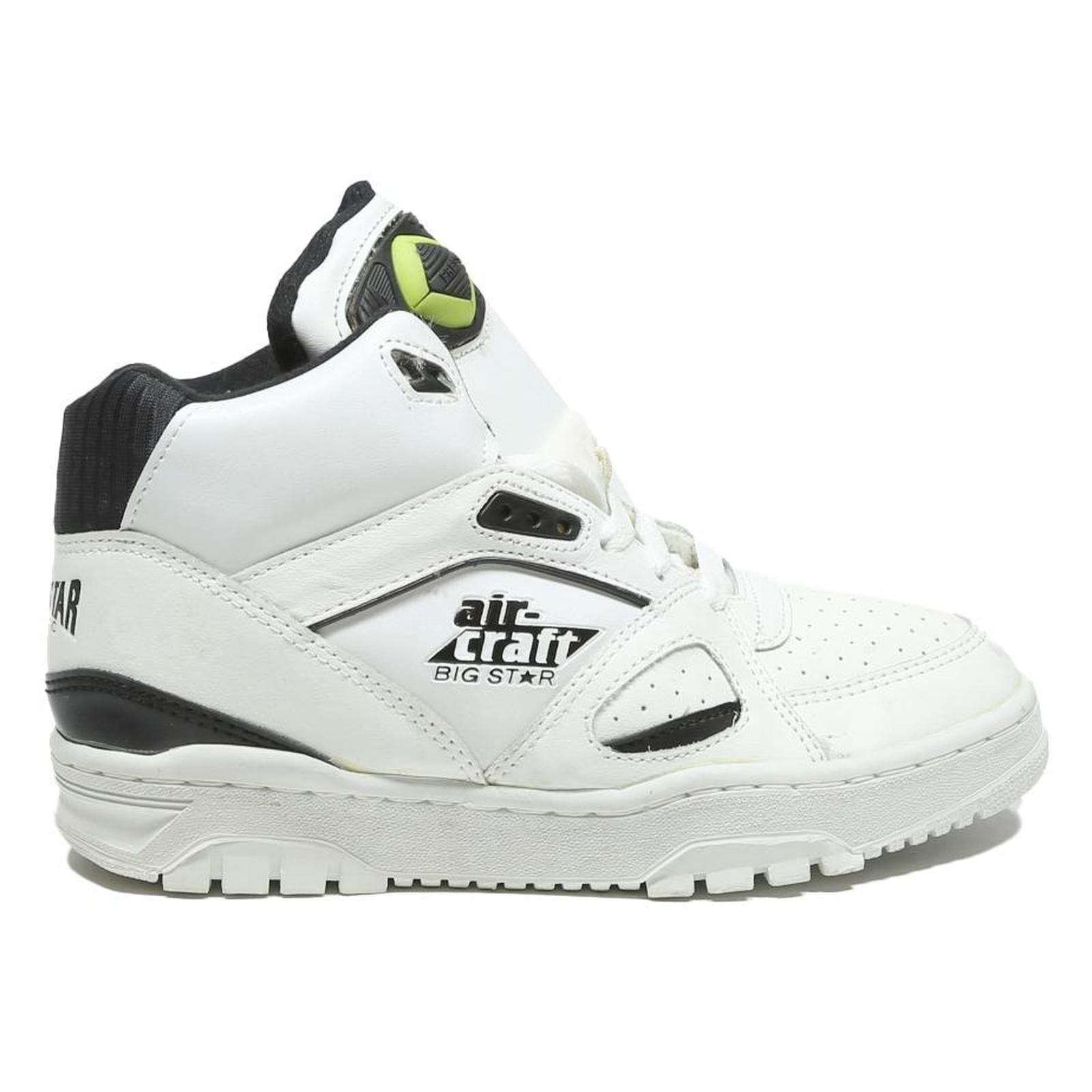 BIG STAR Air Craft Womens High Top Trainers White Leather UK 6 Retro Sport
