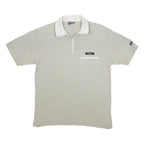 ELLESSE Mens White & Grey Zip Collar Short Sleeve Pocket Polo Shirt S Casual