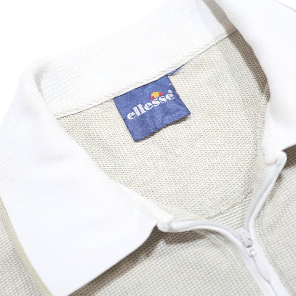 ELLESSE Mens White & Grey Zip Collar Short Sleeve Pocket Polo Shirt S Casual