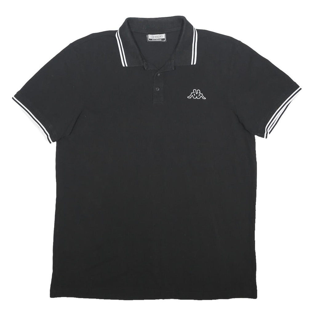 KAPPA Mens Black & White Short Sleeve Polo Shirt XL Cotton Basic Sportswear