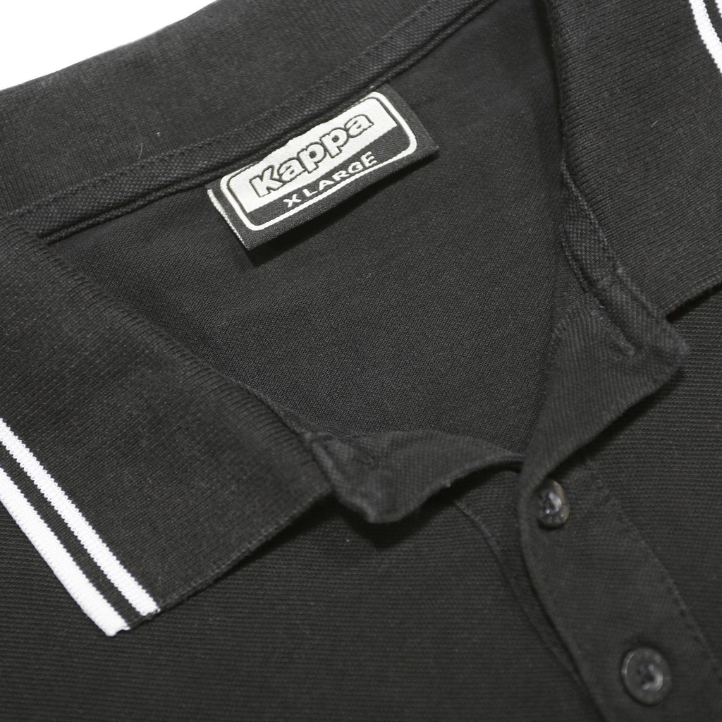 KAPPA Mens Black & White Short Sleeve Polo Shirt XL Cotton Basic Sportswear
