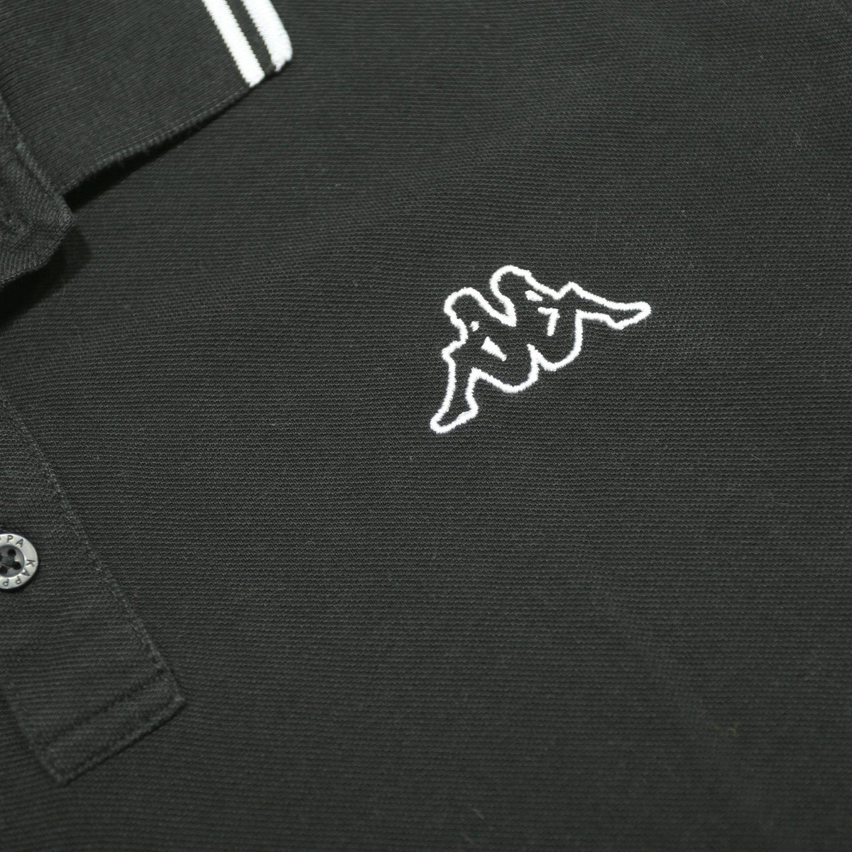 KAPPA Mens Black & White Short Sleeve Polo Shirt XL Cotton Basic Sportswear
