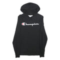 CHAMPION Mens Black Hoodie S Cotton Blend Pullover Drawstring