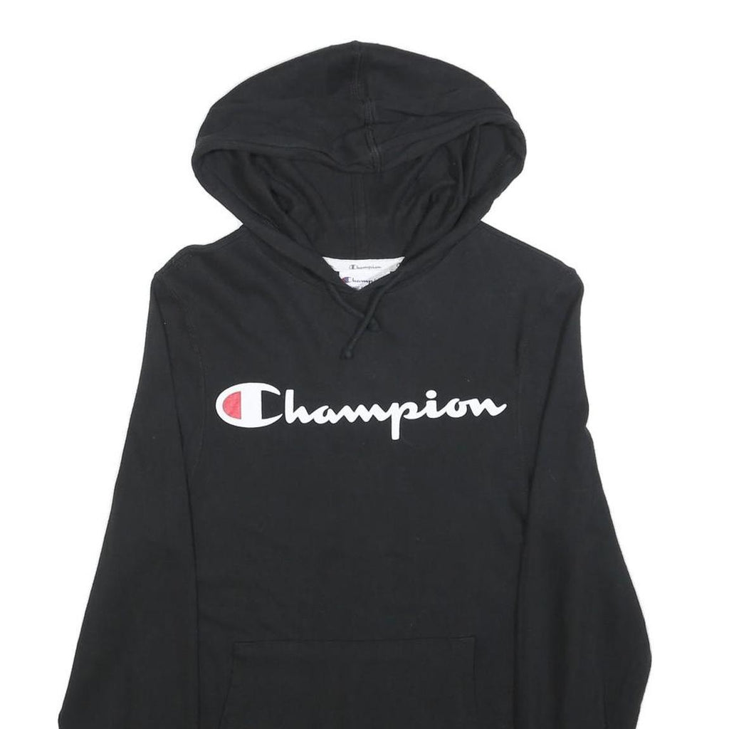 CHAMPION Mens Black Hoodie S Cotton Blend Pullover Drawstring