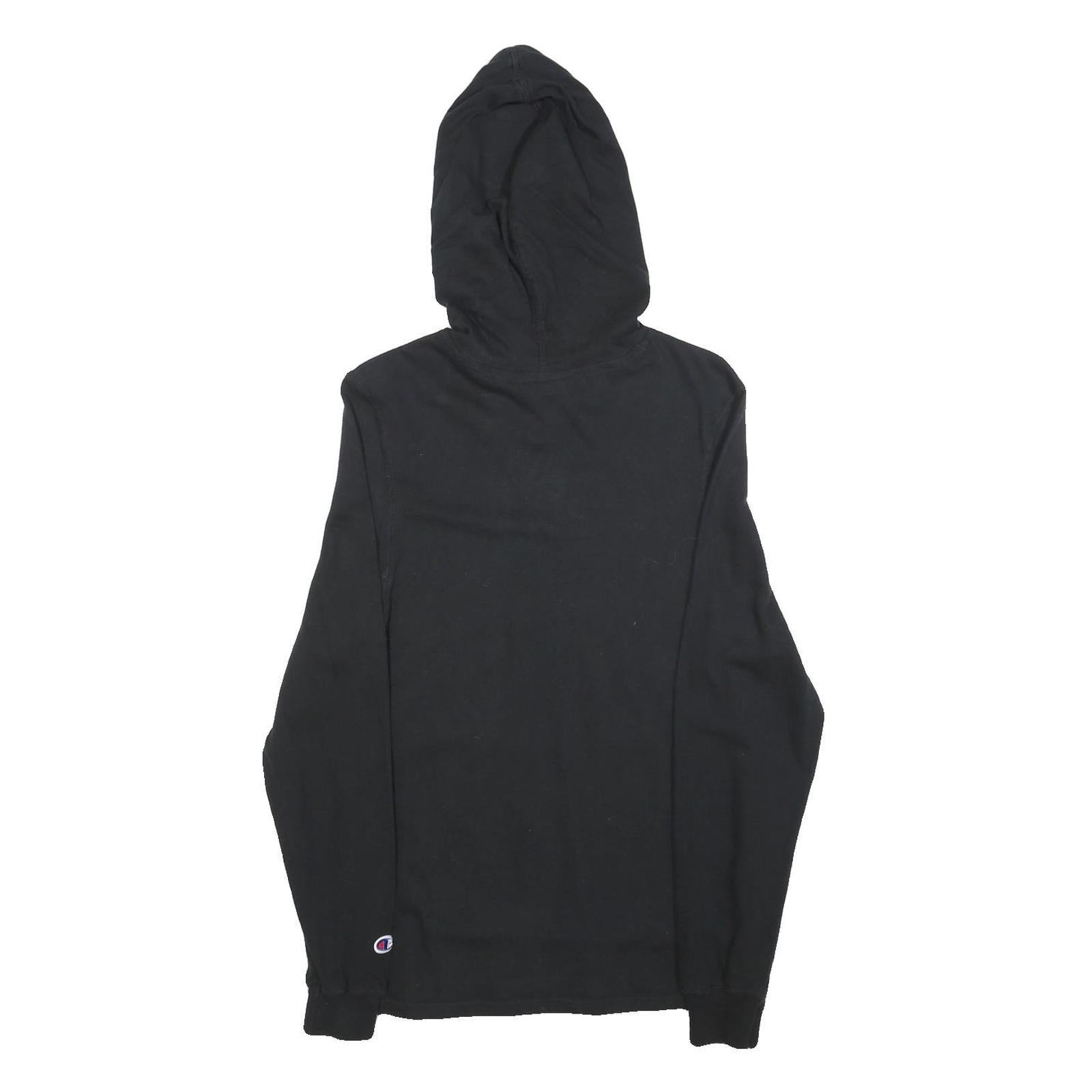 CHAMPION Mens Black Hoodie S Cotton Blend Pullover Drawstring