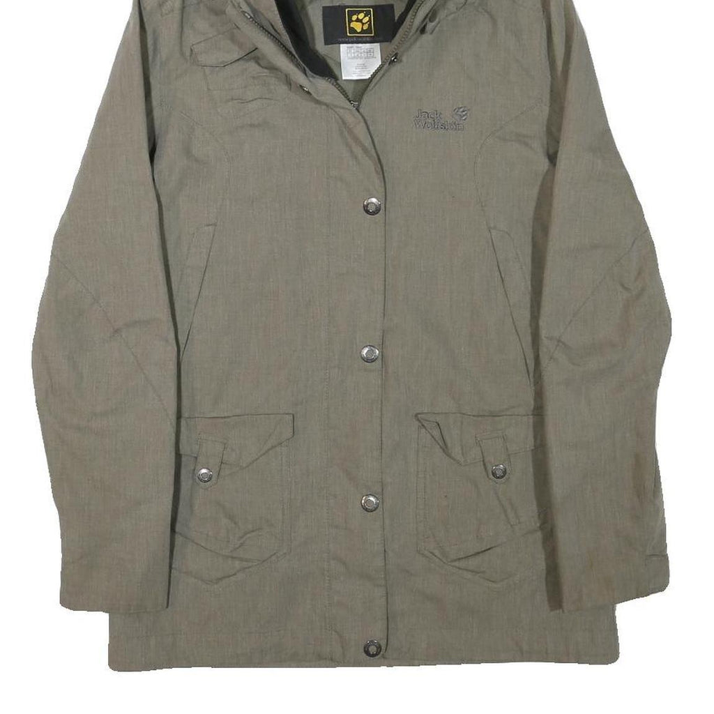 JACK WOLFSKIN Womens Green Jacket UK 10 Polyester Blend Zip Hooded Outdoor Parka