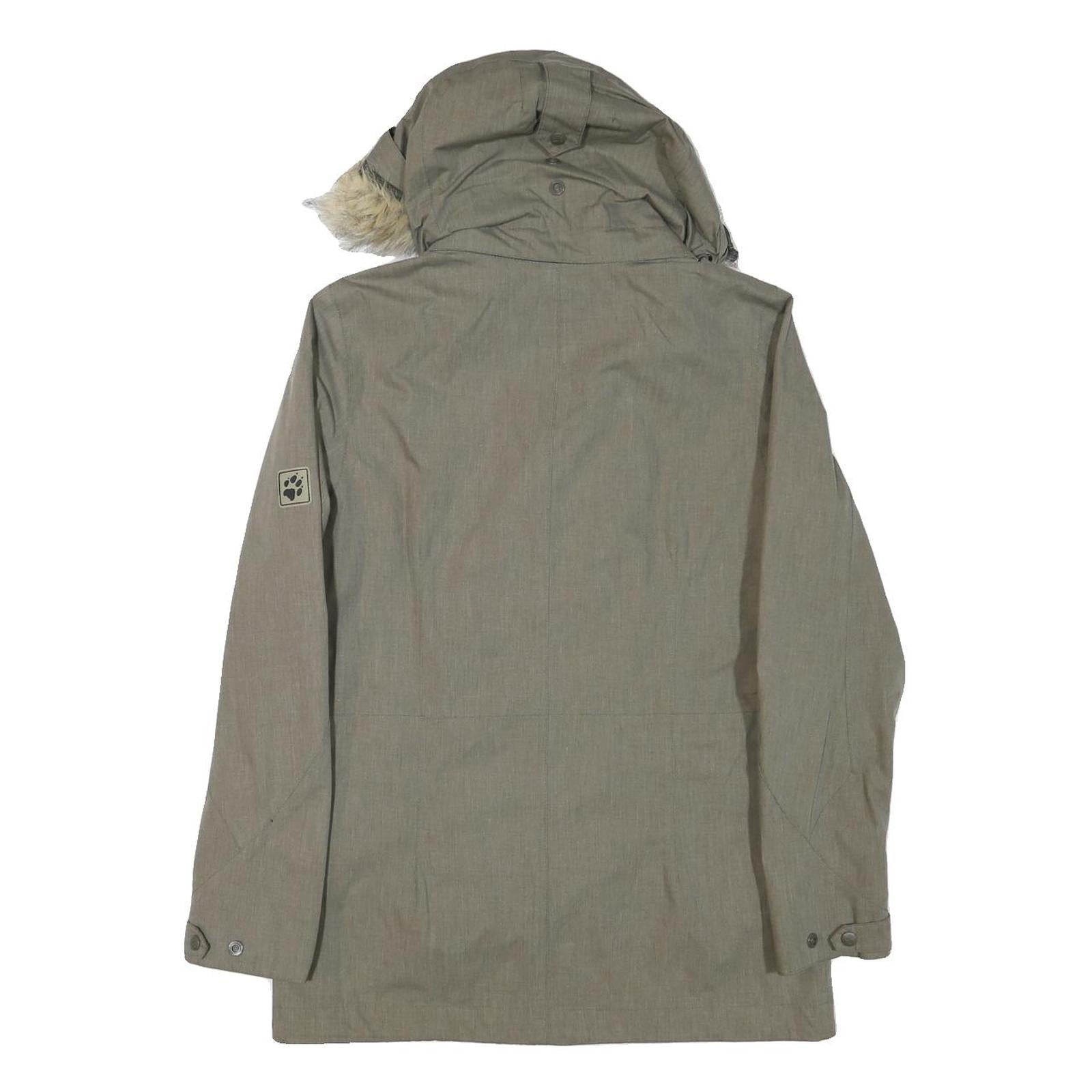 JACK WOLFSKIN Womens Green Jacket UK 10 Polyester Blend Zip Hooded Outdoor Parka