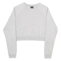 NIKE Womens White Cropped Crew Neck Sweatshirt S Embossed Logo