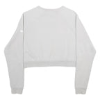 NIKE Womens White Cropped Crew Neck Sweatshirt S Embossed Logo
