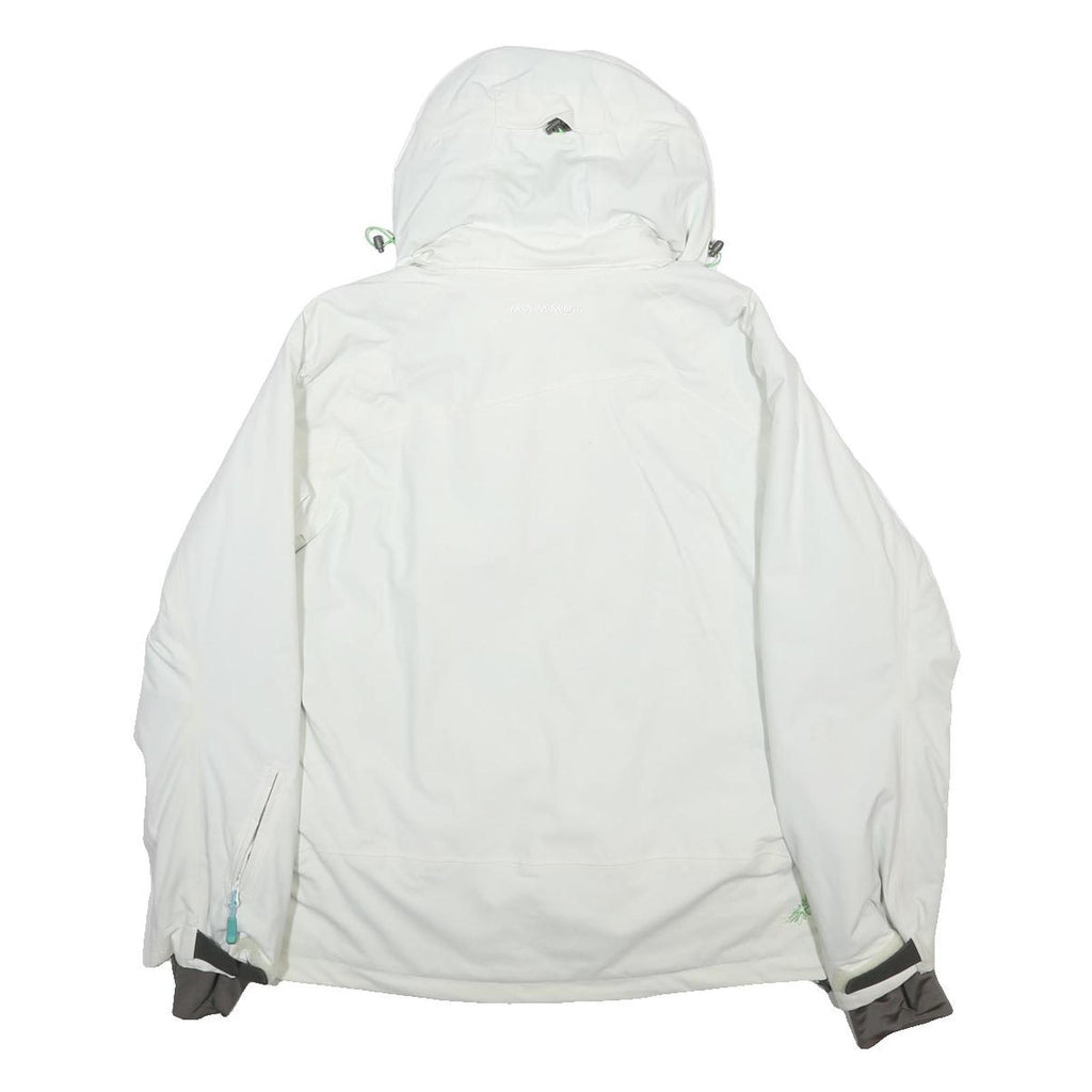 MAMMUT Womens White & Pastel Green Hooded Zip Nylon Jacket M Drytech Outdoor